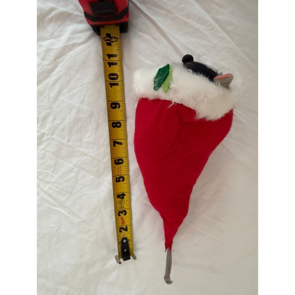 Vintage Annalee Mobilitee Christmas Mouse in Santa Hat Felt Doll Ornament Red - Picture 3 of 4